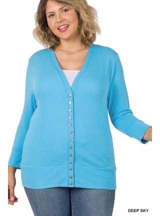 Sunday Womens Blue 3X Bottomless Cardigan in EUC