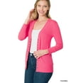 thumbnail image 1 of Zenana Women & Plus Front V-Neck Classic Thin Snap Button Down 3/4 Sleeve Ribbed Knit Cardigan, 1 of 4