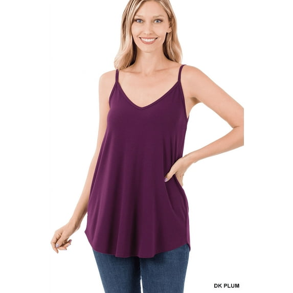 Zenana Women & Plus Front and Back Reversible Spaghetti Strap Flowy Cami Tank Tops