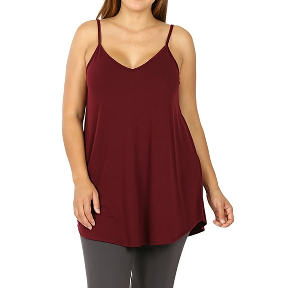Zenana Women & Plus Front and Back Reversible Spaghetti Strap Flowy Cami Tank Tops