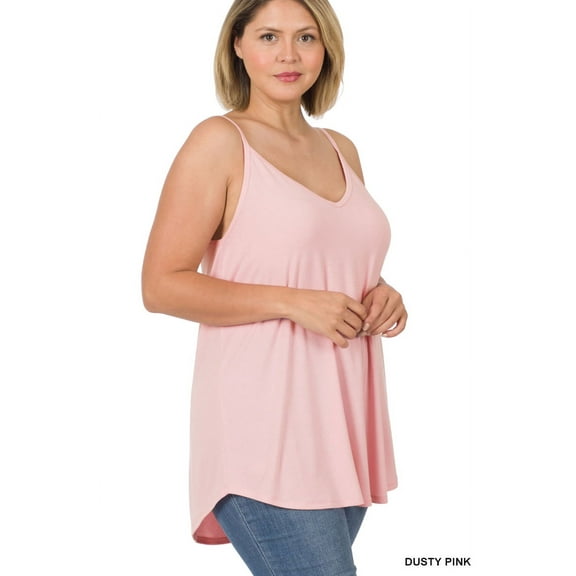 Zenana Women & Plus Front and Back Reversible Spaghetti Strap Flowy Cami Tank Tops