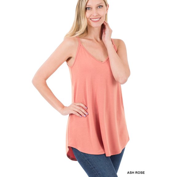 Zenana Women & Plus Front and Back Reversible Spaghetti Strap Flowy Cami Tank Tops