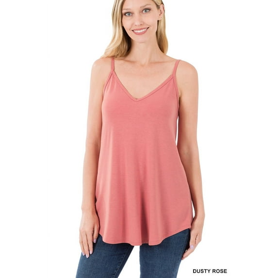 Zenana Women & Plus Front and Back Reversible Spaghetti Strap Flowy Cami Tank Tops