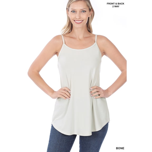 Zenana Women & Plus Front and Back Reversible Spaghetti Strap Flowy Cami Tank Tops