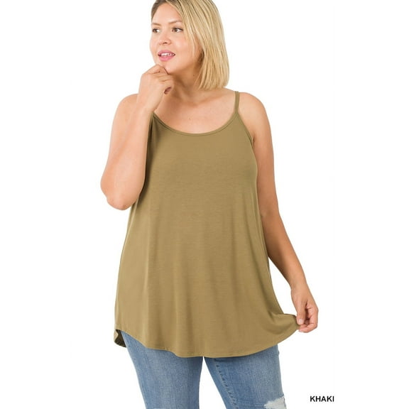 Zenana Women & Plus Front and Back Reversible Spaghetti Strap Flowy Cami Tank Tops