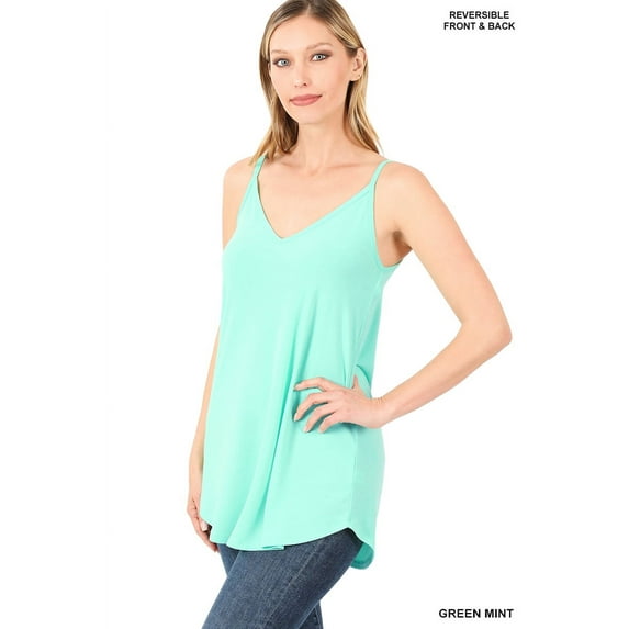 Zenana Women & Plus Front and Back Reversible Spaghetti Strap Flowy Cami Tank Tops