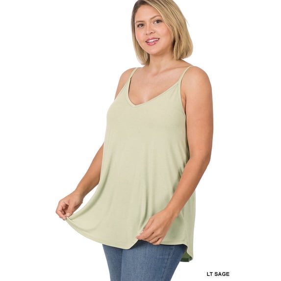 Zenana Women & Plus Front and Back Reversible Spaghetti Strap Flowy Cami Tank Tops