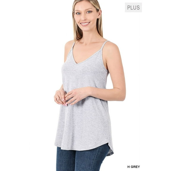 Zenana Women & Plus Front and Back Reversible Spaghetti Strap Flowy Cami Tank Tops