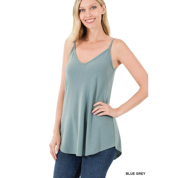 Zenana Women & Plus Front and Back Reversible Spaghetti Strap Flowy Cami Tank Tops
