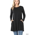 thumbnail image 1 of Zenana Women & Plus Long Sleeve Jersey Flared Tunic Top with Side Pockets, 1 of 4