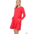 thumbnail image 1 of Zenana Women & Plus Long Sleeve Jersey Flared Tunic Top with Side Pockets, 1 of 2