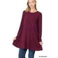 thumbnail image 1 of Zenana Women & Plus Long Sleeve Jersey Flared Tunic Top with Side Pockets, 1 of 3