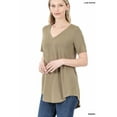 thumbnail image 1 of Zenana Women & Plus Luxe Rayon Short Sleeve V-Neck Hi-Low Hem Casual Tee-Shirt Top, 1 of 4