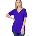 thumbnail image 1 of Zenana Women & Plus Luxe Rayon Short Sleeve V-Neck Hi-Low Hem Casual Tee-Shirt Top, 1 of 3