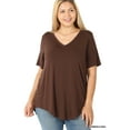 thumbnail image 1 of Zenana Women & Plus Luxe Rayon Short Sleeve V-Neck Hi-Low Hem Casual Tee-Shirt Top, 1 of 5