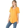 thumbnail image 1 of Zenana Women & Plus Luxe Rayon Short Sleeve V-Neck Hi-Low Hem Casual Tee-Shirt Top, 1 of 3