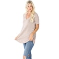 thumbnail image 1 of Zenana Women & Plus Luxe Rayon Short Sleeve V-Neck Hi-Low Hem Casual Tee-Shirt Top, 1 of 3