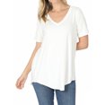 thumbnail image 1 of Zenana Women & Plus Luxe Rayon Short Sleeve V-Neck Hi-Low Hem Casual Tee-Shirt Top, 1 of 3