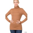 thumbnail image 1 of Zenana Women & Plus Microfiber Mock Turtleneck Long Sleeve Lightweight Tee Shirt Top, 1 of 5