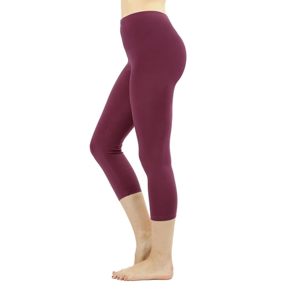 Zenana Women & Plus Premium Cotton Mid-High Banded Waist Capri Leggings
