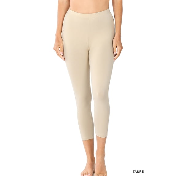 Zenana Women & Plus Premium Cotton Mid-High Waist Capri Leggings