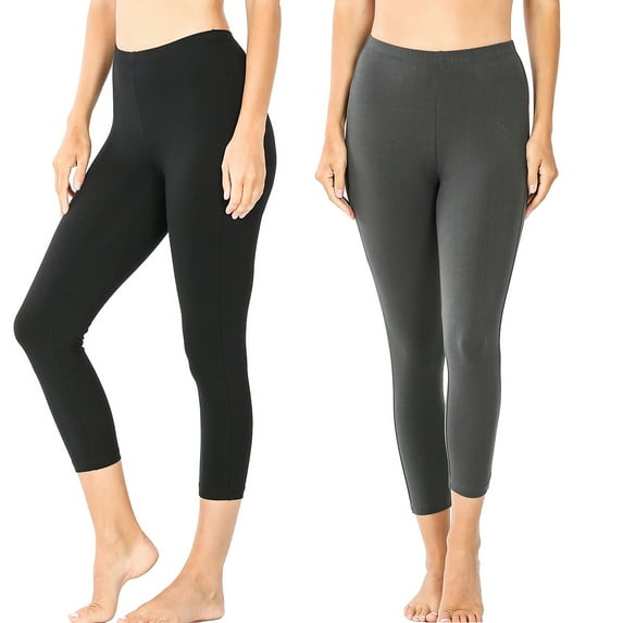 Zenana Women & Plus Premium Cotton Mid-High Waist Capri Leggings