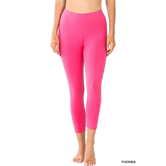 Zenana Women & Plus Premium Cotton Mid-High Waist Capri Leggings