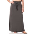 thumbnail image 1 of Zenana Women & Plus Relaxed Drawstring Waist Draped Basic Maxi Skirts with Side Pockets, 1 of 6