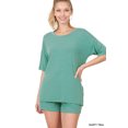 thumbnail image 1 of Zenana Women & Plus Relaxed Fit Drop Shoulder Tee Shirt Top & Drawstring Waist Short Lounge Set, 1 of 4
