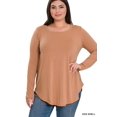 thumbnail image 1 of Zenana Women & Plus Relaxed Fit Long Sleeve Round Neck & Hem Jersey Tee Shirt Top, 1 of 3