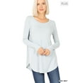 thumbnail image 1 of Zenana Plus Size Relaxed Fit Long Sleeve Round Neck & Hem Jersey Tee Shirt Top, 1 of 3
