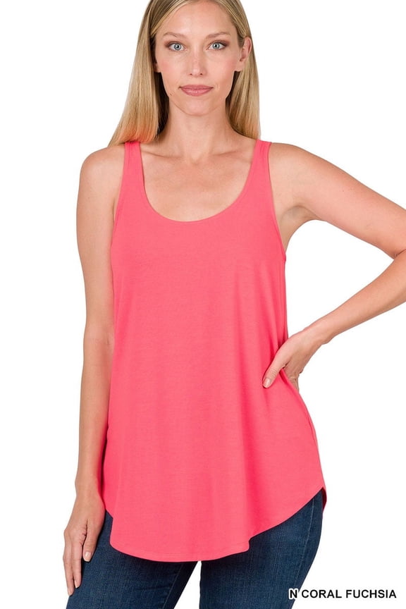 Women & Plus Relaxed Fit Scoop Neck Sleeveless Round Hem Blouse Tank Top