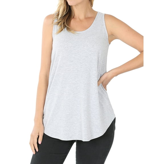 Zenana Women & Plus Relaxed Fit Scoop Neck Sleeveless Round Hem Blouse Tank Top