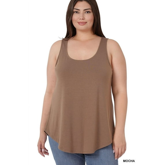 Zenana Women & Plus Relaxed Fit Scoop Neck Sleeveless Round Hem Blouse Tank Top