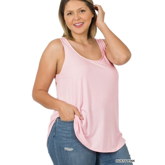 Zenana Women & Plus Relaxed Fit Scoop Neck Sleeveless Round Hem Blouse Tank Top
