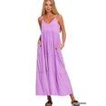 thumbnail image 1 of Zenana Women & Plus Relaxed Fit V-Neck Cami Full Length Tiered Boho Maxi Long Dress w/ Side Pockets, 1 of 4