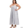 thumbnail image 1 of Zenana Women & Plus Relaxed Fit V-Neck Cami Full Length Tiered Boho Maxi Long Dress w/ Side Pockets, 1 of 5