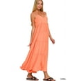 thumbnail image 1 of Zenana Women & Plus Relaxed Fit V-Neck Cami Full Length Tiered Boho Maxi Long Dress w/ Side Pockets, 1 of 5
