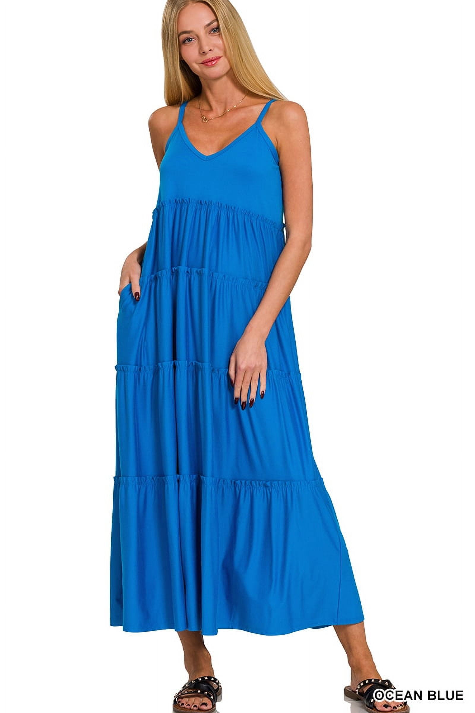 Zenana Woven Crinkle Cami Maxi Dress with Side Pockets