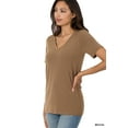 thumbnail image 1 of Zenana Women & Plus Relaxed Fit V-Neck Short Sleeve Basic Jersey T-Shirt Tops, 1 of 3