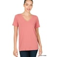 thumbnail image 1 of Zenana Women & Plus Relaxed Fit V-Neck Short Sleeve Basic Jersey T-Shirt Tops, 1 of 3