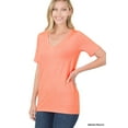 thumbnail image 1 of Zenana Women & Plus Relaxed Fit V-Neck Short Sleeve Basic Jersey T-Shirt Tops, 1 of 3