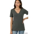 thumbnail image 1 of Zenana Women & Plus Relaxed Fit V-Neck Short Sleeve Basic Jersey T-Shirt Tops, 1 of 5