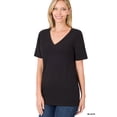 thumbnail image 1 of Zenana Women & Plus Relaxed Fit V-Neck Short Sleeve Basic Jersey T-Shirt Tops, 1 of 5