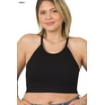 thumbnail image 1 of Zenana Women & Plus Ribbed Knit Cropped Cami Active Fitness Tank Top, 1 of 3