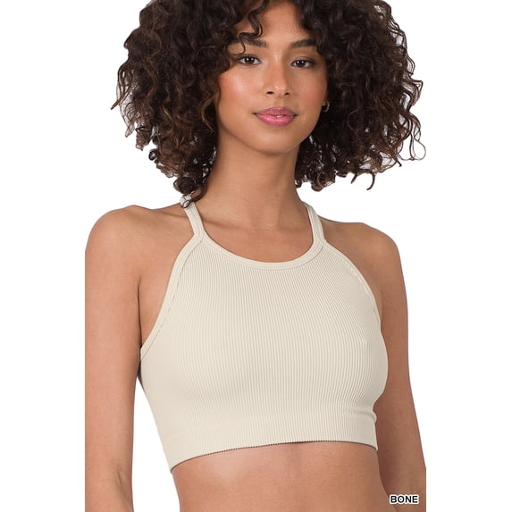 Zenana Women & Plus Ribbed Knit Cropped Cami Active Fitness Tank Top
