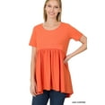 thumbnail image 1 of Zenana Women & Plus Round Neck Brushed DTY Short Sleeve Ruched Tunic Blouse Top, 1 of 2