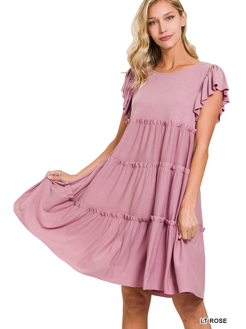 knee length dresses for ladies Zenana Full Size Life's A Picnic Smocked Tiered Midi Dress – just-love-inc main image 1