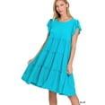 thumbnail image 1 of Zenana Women's Sleeveless Jersey Ruffle Tiered Knee Length Swing Midi Dress, 1 of 4