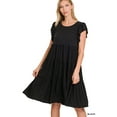 thumbnail image 1 of Zenana Women's Plus Size Ruffle Short Sleeve Tiered Midi A-Line Swing Summer Dress, 1 of 4